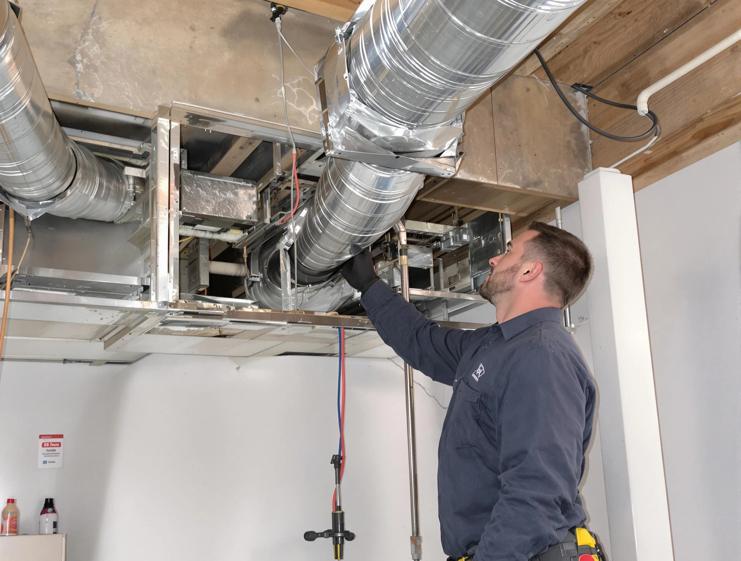 Nolensville Air Duct Cleaning technician performing professional air duct repair using specialized tools in Nolensville