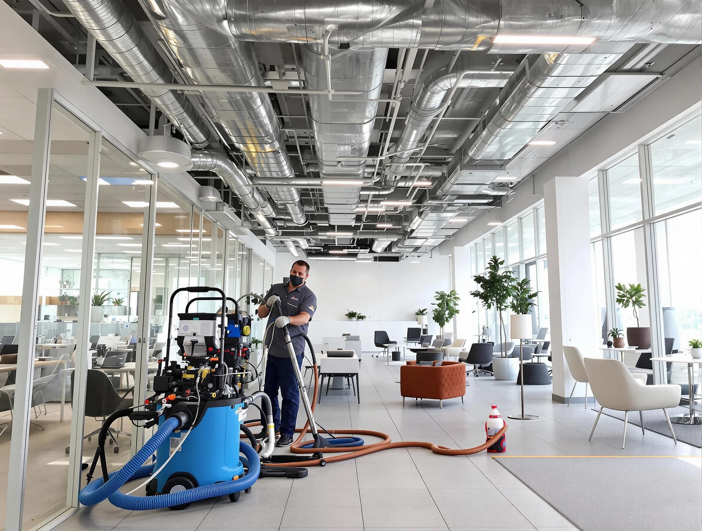 Nolensville Air Duct Cleaning team conducting comprehensive commercial duct cleaning at a business location in Nolensville