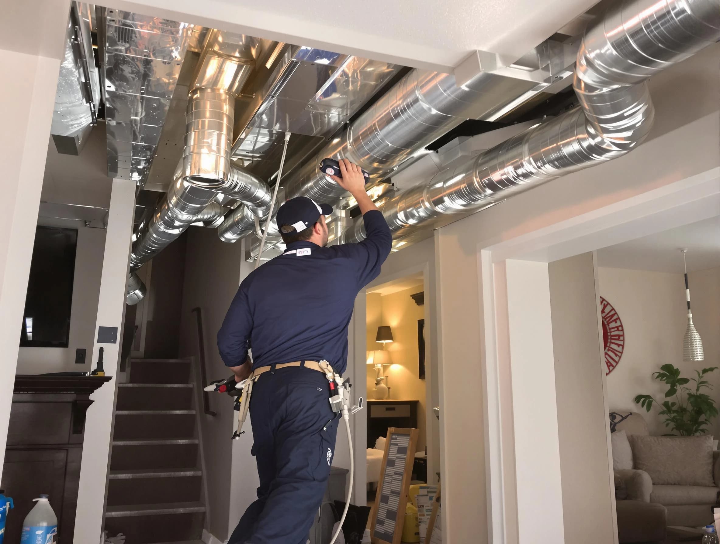 Nolensville Air Duct Cleaning expert performing specialized duct cleaning in a mobile home in Nolensville